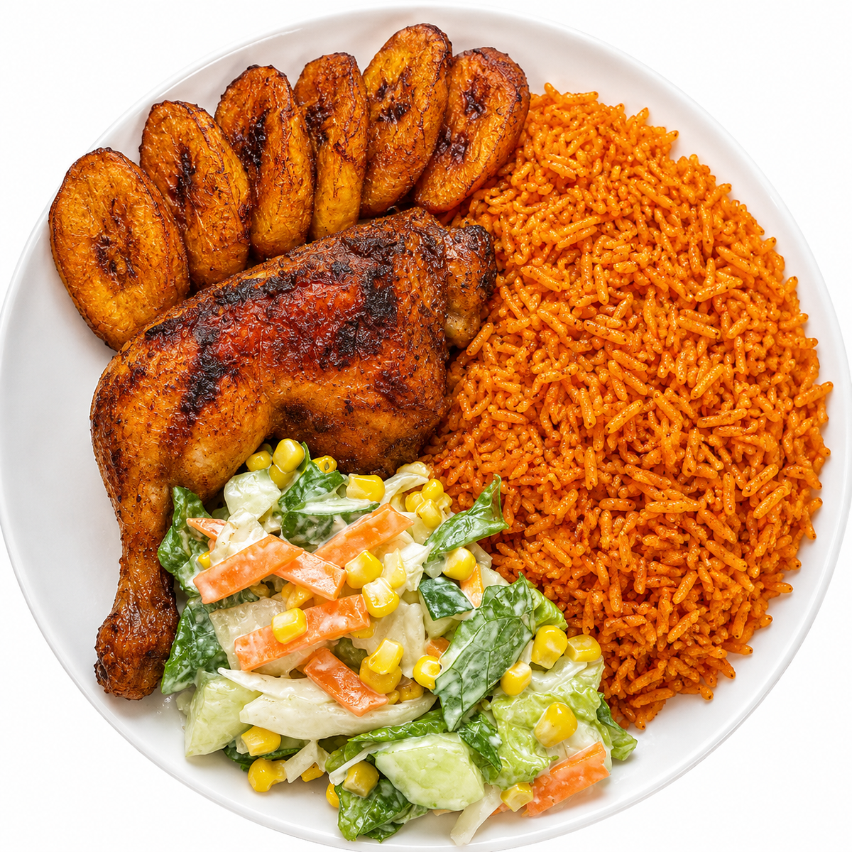 Jollof Rice, Chichen & Plantain