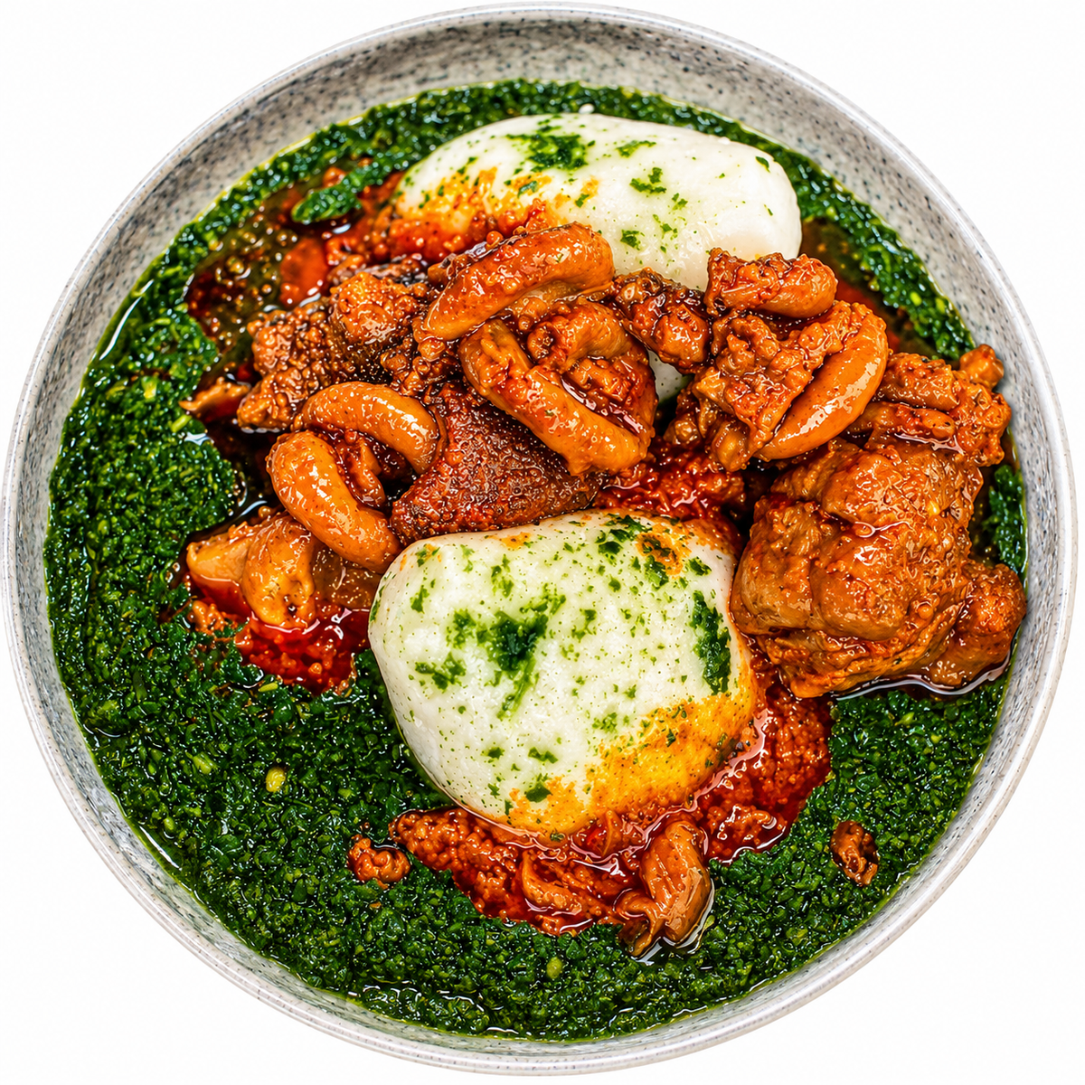 Tuo Zaafi with Ayoyo Soup & Tomato Stew (Intestines, Liver & Meat)