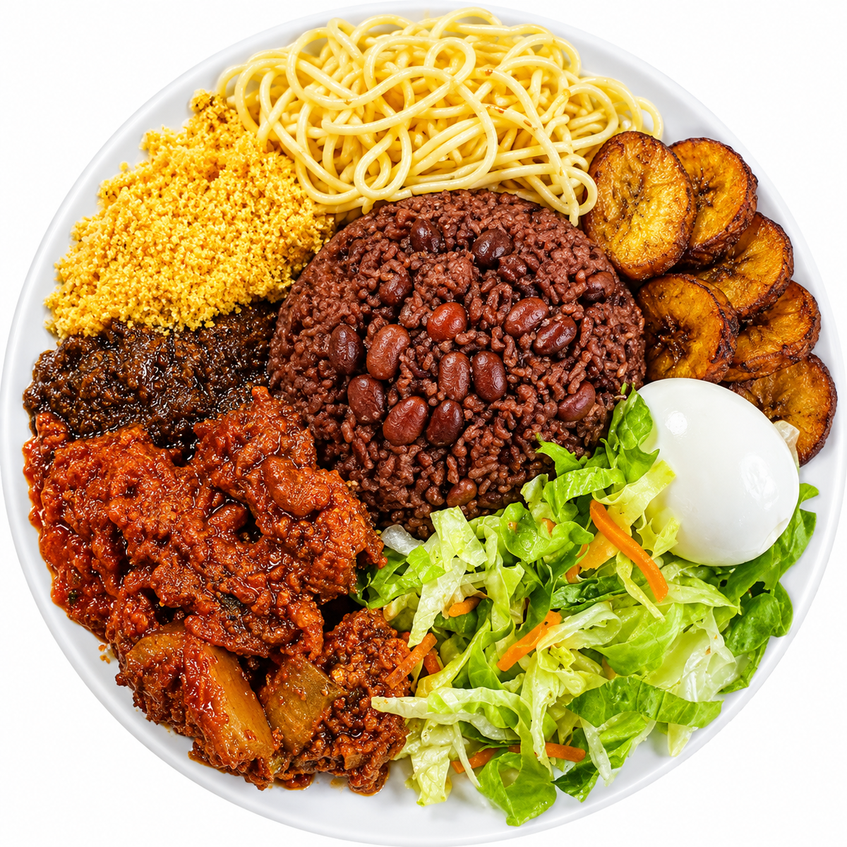 Waakye ( Egg, Fish, Meat & Plantain )